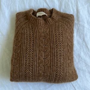 Sezane Brown Cable Knit Sweater